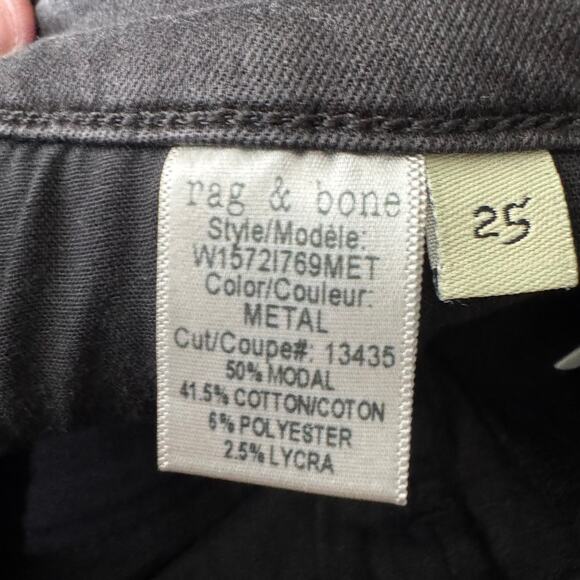 Rag & Bone Triple Zipper Moto Ankle Zip Jean in Metal Size 25 - Picture 5 of 11